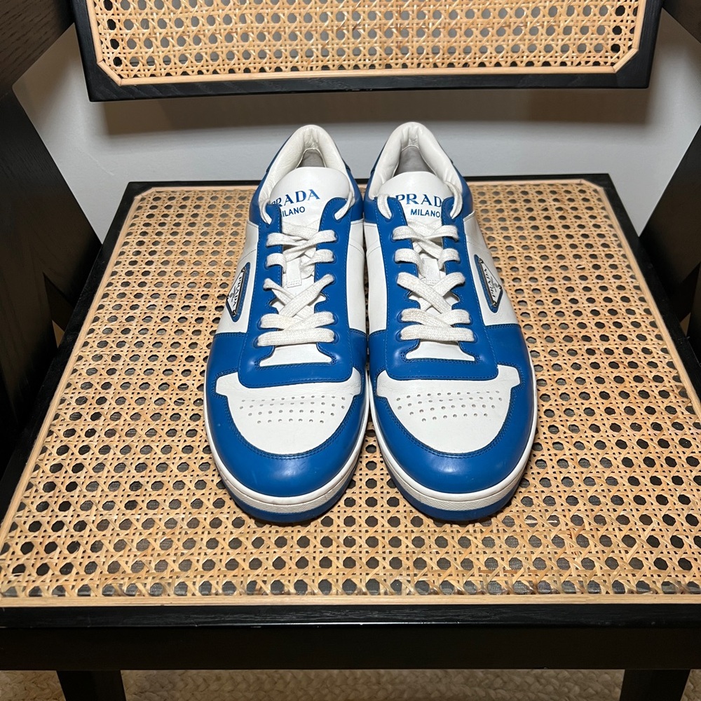Prada Downtown Logo Low Top Sneaker in Cobalt